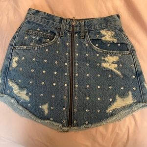 LF studded denim skirt